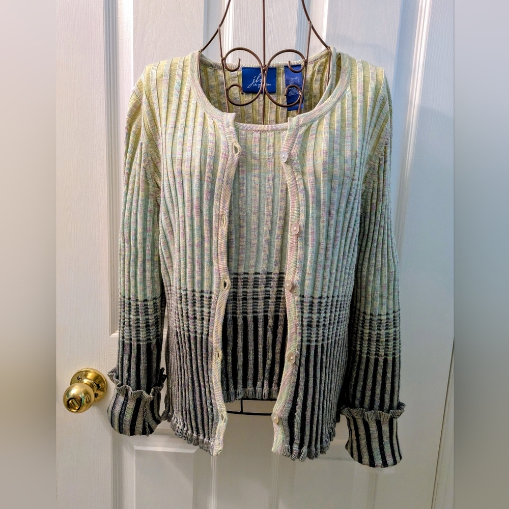 ⛵ 3/$10 JH Collectibles Multicolor Striped Cardigan With Matching Tank Top